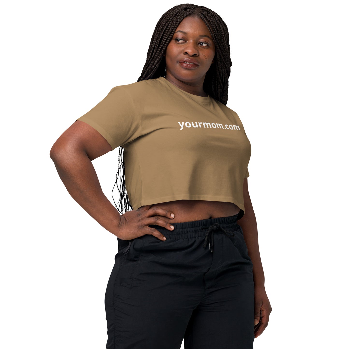 "yourmom.com" Women’s crop top